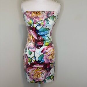Rose Print Sequin Bodycon Mini — The Vintage Shop, M